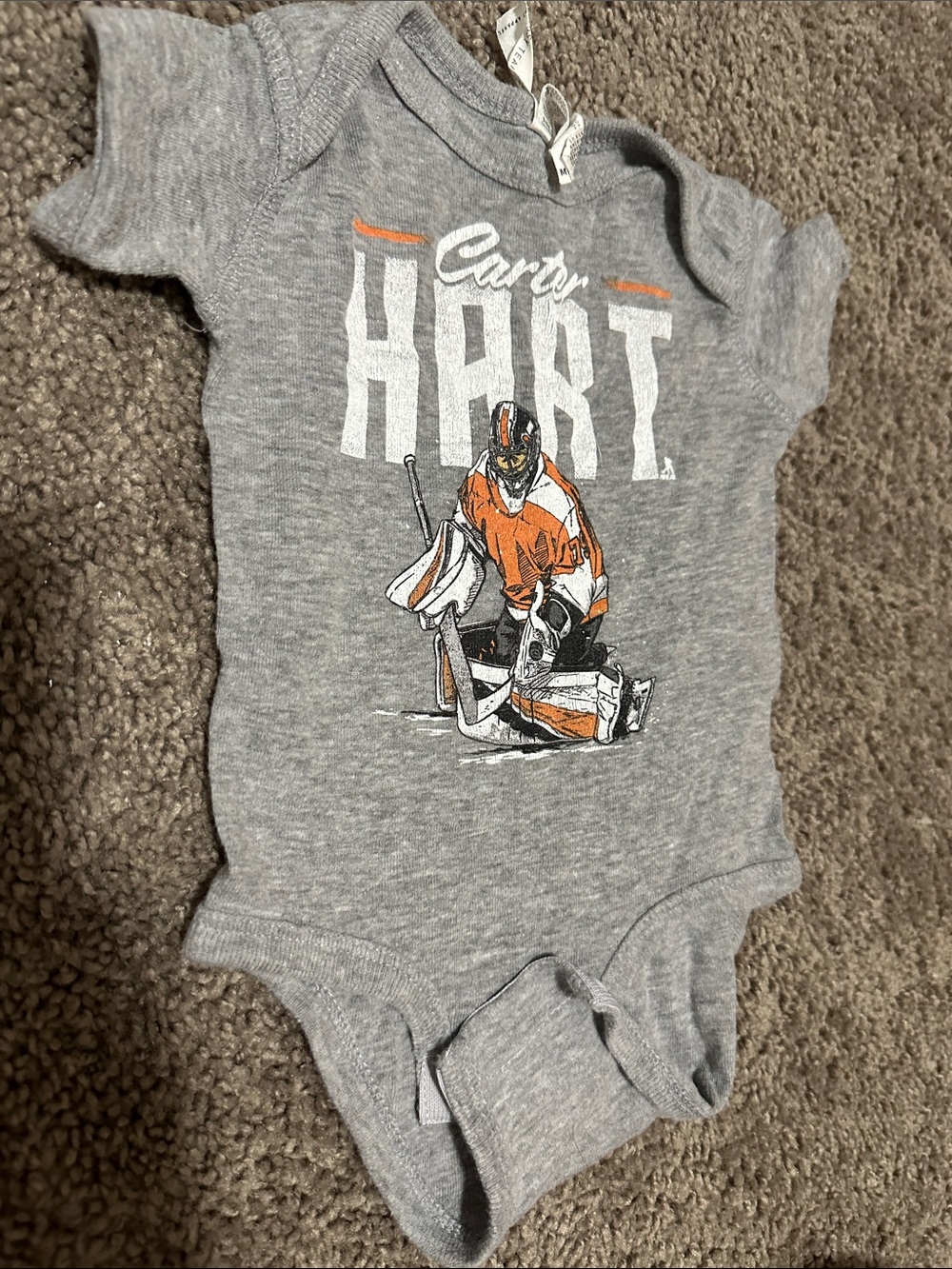 Carter hart One-Piece Bodysuit with Orange Hockey Goalie Graphic